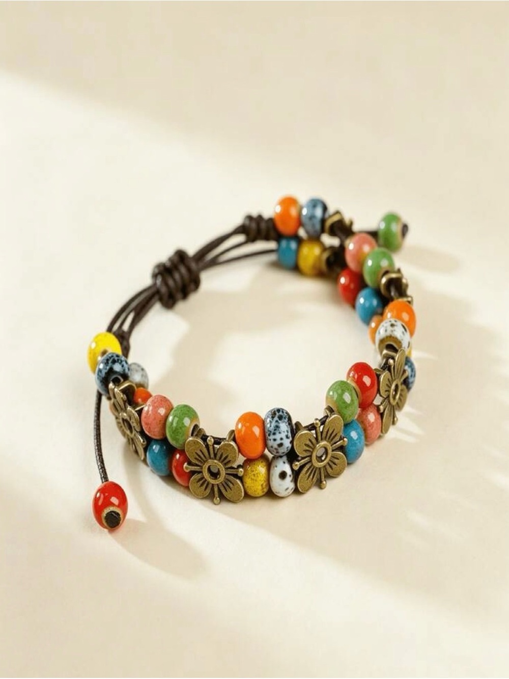 Multi-Color Beaded Flower Bracelet - Women Jewelry - Picture 3 of 3